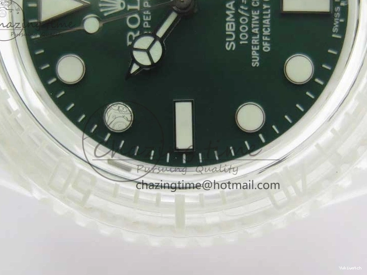 Dial Strap White Green Submariner on VR3135 3AF Transparent Best Phantomlab Edition Rubber 0217